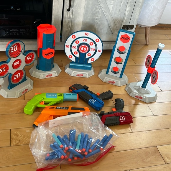 Euc nerf target practice set 5 targets 4 guns and darts - Picture 1 of 5